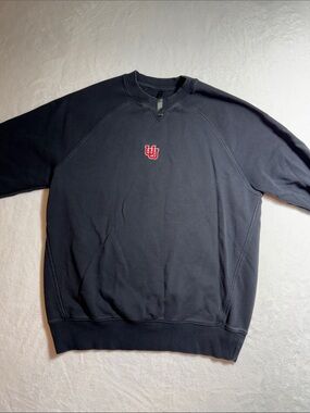 Fabletics Black Crewneck Sweatshirt with Red University of Utah Embroidered Logo